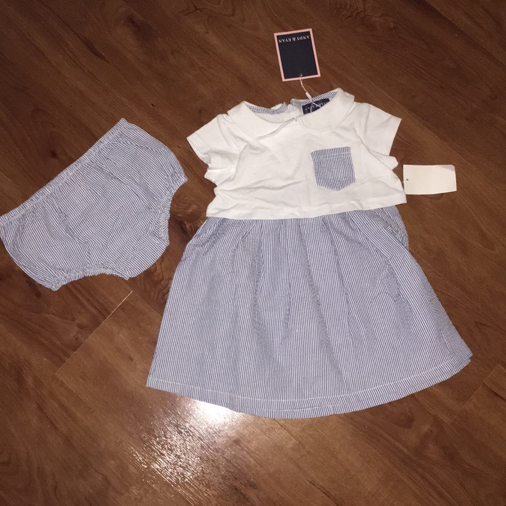 Andy and Evan 12-18 m seersucker dress nwt blue